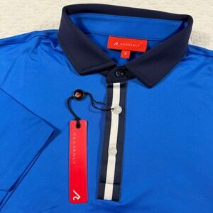 REDVANLY Monroe Mens Small Marine Blue Purepoly Short Sleeve Polo Shirt NWT $119